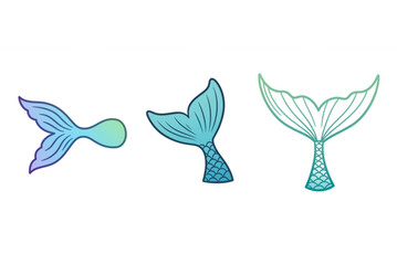 Whimsical mermaid tails in vibrant gradients, perfect for fantasy and ocean themes