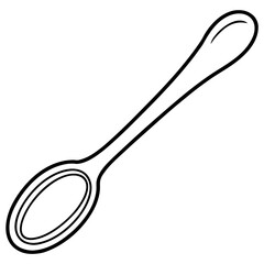 Vector art of simple line art illustration of a spoon isolated on white background