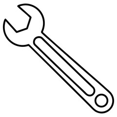 Vector art of single line drawing of a wrench isolated on white background
