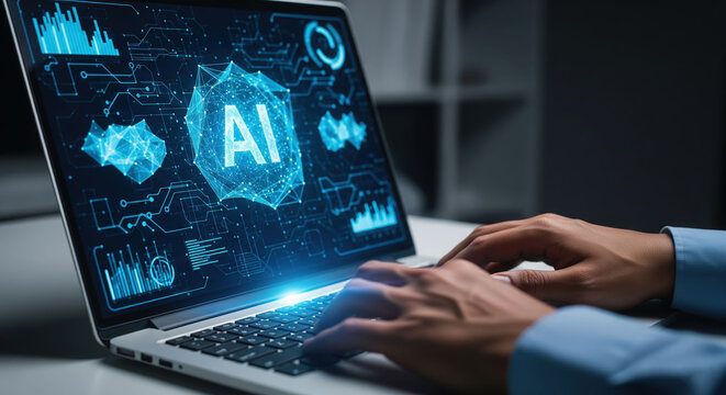 The concept of Artificial Intelligence in business and data analysis.