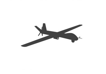 Obraz premium Silhouette of a drone with long wings and a propeller on a white background view