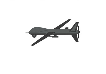 Illustration of a gray drone with a propeller on a white background, side view image