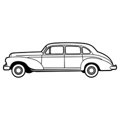 Vector art of vintage sedan car isolated on white background