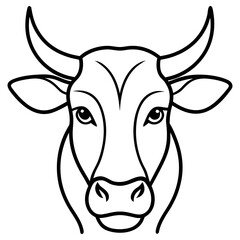 Illustration of a bulls head isolated on white background