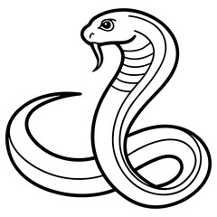 Vector art of a black and white illustration of a cobra snake, isolated on a white background