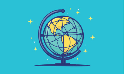 Explore the world with this globe illustration for education, travel, geography projects and global awareness