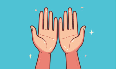 Fototapeta premium Clean hands reach out with a bright, healthy glow offering care and safety on vibrant blue