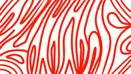 Red organic flowing lines, abstract pattern with curved shapes, dynamic movement and vibrant color on transparent background