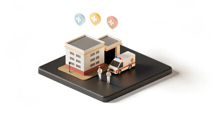 3D Render of Small Hospital Architecture Project
Modern 3D Model of Community Medical Facility