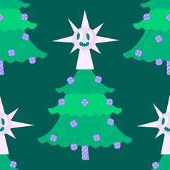 Christmas tree seamless winter pattern for wrapping paper and fabrics