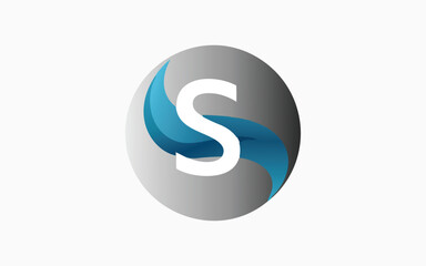 Abstract Letter  logo design template colored grey blue circle sphere design for business and company identity.  initial S alphabet logo element.