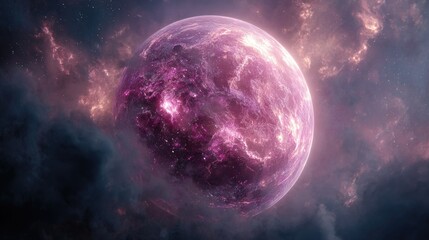 Pink planet cosmic nebula space fantasy art