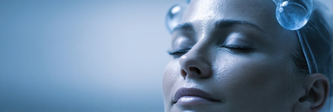 Cool Therapy Session With Cryo Ball on Forehead in a Tranquil Setting