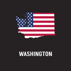 Washington state map contour. In style of USA flag.