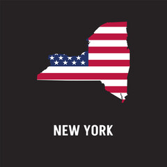 New York state map contour. In style of USA flag.