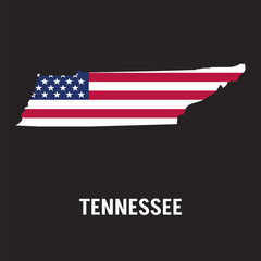Tennessee state map contour. In style of USA flag.
