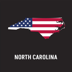 North Carolina state map contour. In style of USA flag.
