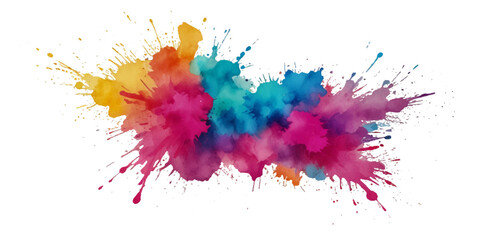 Vector abstract colorful rainbow holi paint and colorful cloud smoke powder explosion isolated on transparent wide panorama background.	