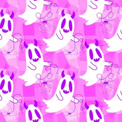 Halloween ghost seamless cute cartoon pattern for wrapping paper and fabrics