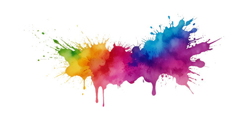Vector abstract colorful rainbow holi paint and colorful cloud smoke powder explosion isolated on transparent wide panorama background.	