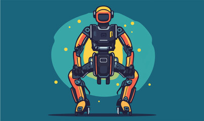 Fototapeta premium Futuristic robot standing tall with vibrant colors and a sleek design, perfect for tech and gaming concepts