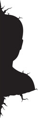 Obraz premium Black silhouette of a cracked abstract shape on white