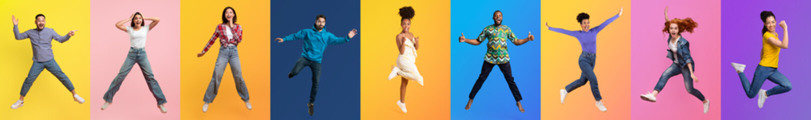 A vibrant collage features people from various backgrounds engaging in expressive movements.