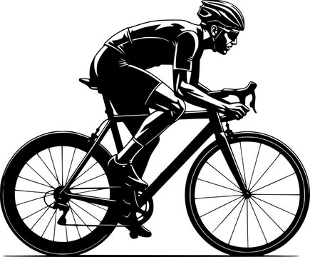 high quality race bicyclist silhouette - vector. Transparent background PNG, cutout