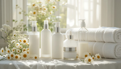 Spa Products and Flowers Arrangement.