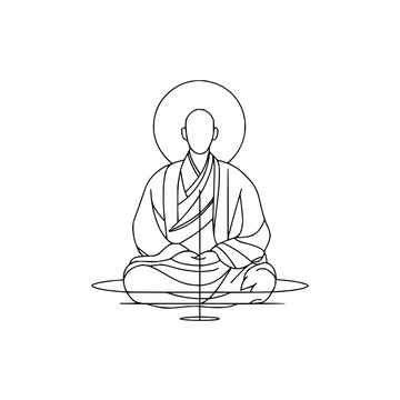 recommend clip art: Buddha meditation zen buddhism monk spiritual yoga peace mindfulness religion enlightenment line art drawing
