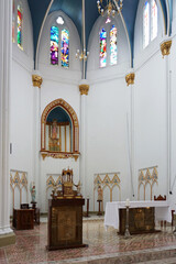 Jericó, Antioquia, Colombia; July 22, 2025: Main Altar of The Sanctuary of Santa Laura Church,...