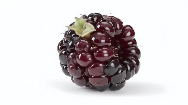 Luscious Blackberry: A Close-Up Macro View of a Single, Ripe, Dark Berry with Glistening Surface