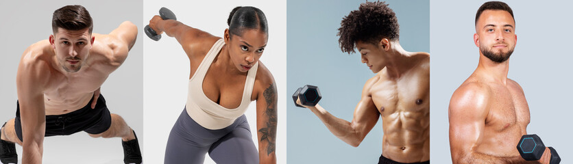 A group of athletes showcases their strength and determination while performing different...