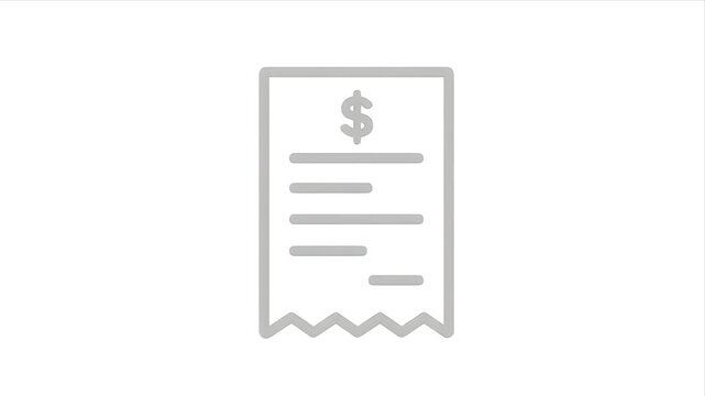 Animated receipt icon swinging gently, representing financial transactions and expenses.