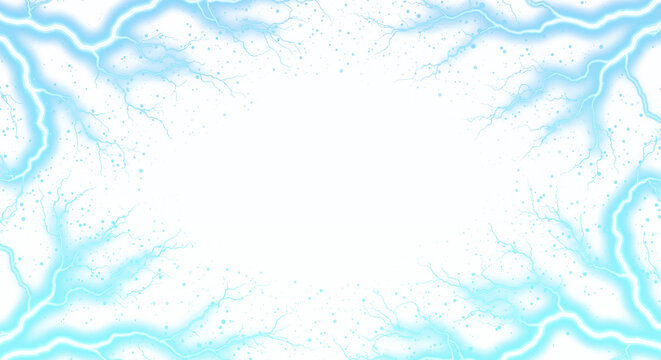 Electric Blue Lightning Frame isolated on Transparent Background