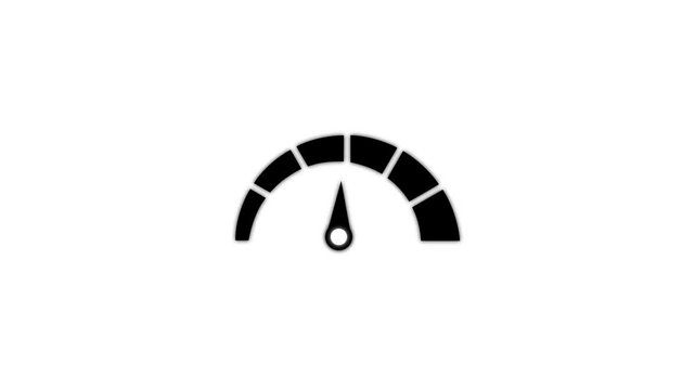 Speedometer animation 4k video on white background. motion graphic business tachometer concept, Speedometer indicating a high level or danger zone, represented by the red section 3d animation.
