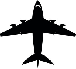 Silhouette Bottom View of Four-Engine Jet Airplane