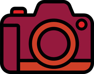 Stylized Red DSLR Camera Vector Illustration