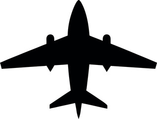 Top View Silhouette Vector of Passenger Airplane