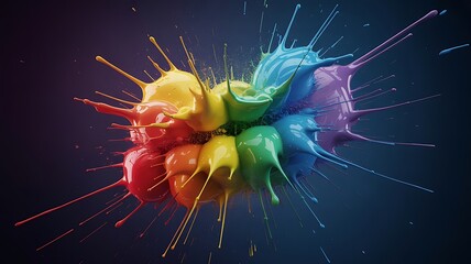 Vibrant rainbow paint explosion creates dynamic abstract art perfect for bold brand designs or creative campaigns