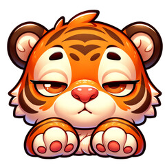 Cute Cartoon Tiger: A charming cartoon tiger, its endearing gaze and playful demeanor create a sense of delight. Ideal for playful projects