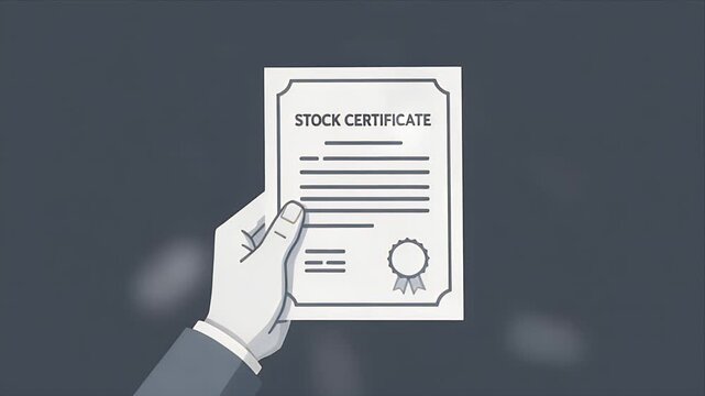 Hand Holding Stock Certificate with Animated Bokeh Background for Financial Investment