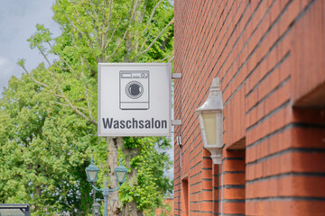 Waschsalon Sign for Laundromat n wyk on foehr island in northern germany.