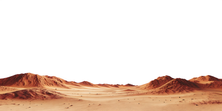 Martian terrain rocky mountains isolated on a transparent background.PNG.AI GENERATED