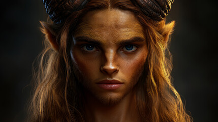 Intense Portrait Mythical Horned Creature