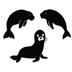 Naklejka premium Seals Silhouette Illustration 