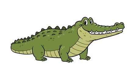 Obraz premium Friendly cartoon crocodile smiling on white background