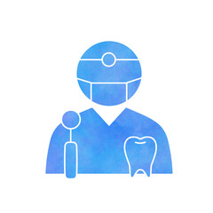 Watercolor Dentist Icon (Blue)