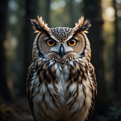 Naklejka premium Majestic Owl in a Serene Forest