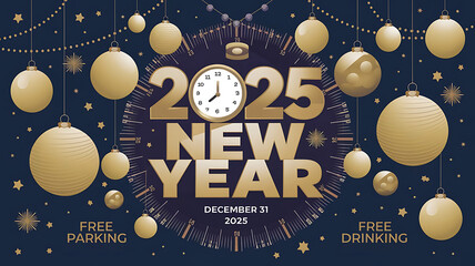 illustration of a poster advertising a New Year's Eve event on December 31, 2025, created with generative ai